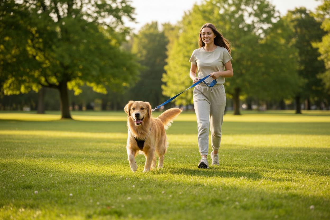 Happy dog on a walk - no text